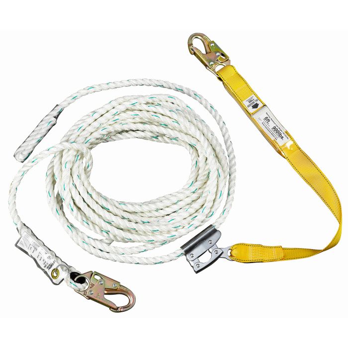 Werner L241050 50ft Rope Lifeline w/ Manual Rope Adjuster & 3ft Shock Absorbing Lanyard - Image 1
