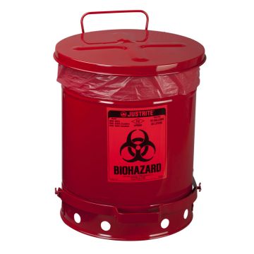 Justrite 05930R - 10 Gallon Red Biohazard Waste Can