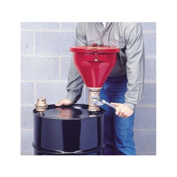 Justrite 08203 Steel Drum Funnel #08207 with 6" Flame Arrester, Self-Close Cover and Tip-Over Protection Kit for 2" Drum Bung