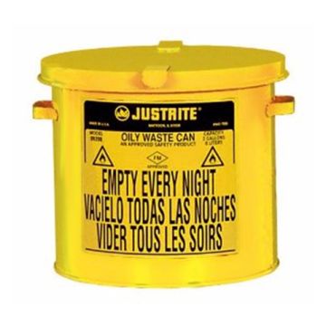 Justrite 09200Y - 2 Gallon Yellow Oily Waste Can - Hand Operated