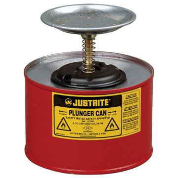 Justrite 10208 - 2 Quart Steel Plunger Can