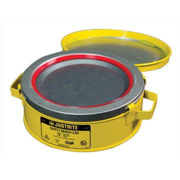 Justrite 10291 Yellow Steel Bench Can for Solvents - 2 Quart