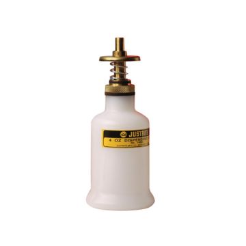 Justrite 14002 Translucent Non-Metallic Dispensing Can with Brass Dispenser Valve - 4 Ounce