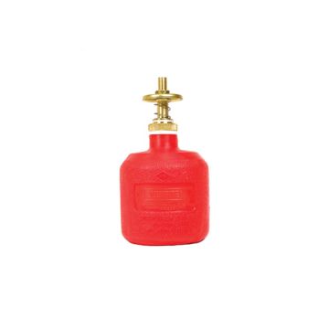 Justrite 14004 Red Non-Metallic Dispensing Can with Brass Dispenser Valve - 8 Ounce