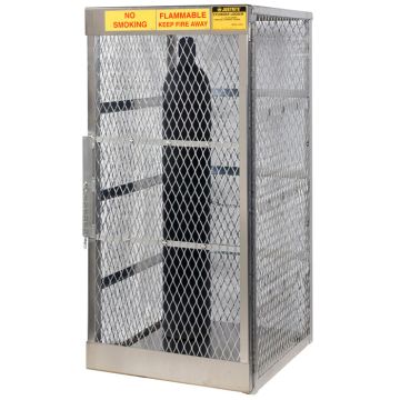 Justrite 23006 Vertical 10 Cylinder Compressed Gas Aluminum Storage Locker / Cage