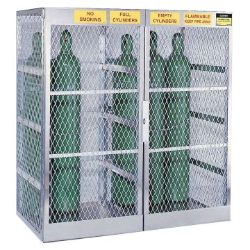 Justrite 23007 Vertical 20 Cylinder Compressed Gas Aluminum Storage Locker / Cage