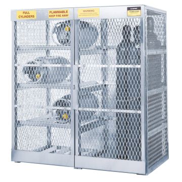 Justrite 23008 Combination 8 Horizontal / 10 Vertical Gas Cylinder Aluminum Storage Locker / Cage