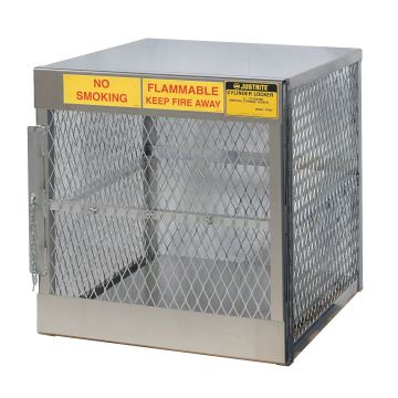 Justrite 23009 Vertical 4 Cylinder Gas LPG Aluminum Storage Locker / Cage