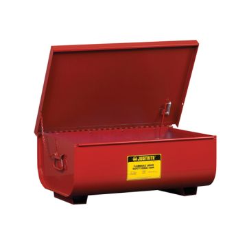 Justrite 27311 Red Benchtop Steel Rinse Tank - Lift-and-Latch Cover with Fusible Link and Drain Plug - 11 Gallon