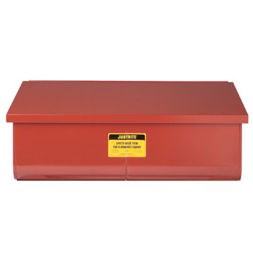 Justrite 27322 Red Benchtop Steel Rinse Tank - Lift-and-Latch Cover with Fusible Link and Drain Plug - 22 Gallon