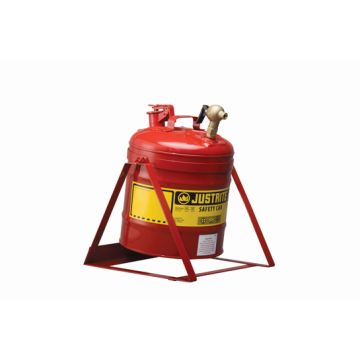Justrite 7150146 Type I Steel Tilt Safety Can with Stand, Top Lab Style Faucet and Stainless Steel Flame Arrester - 5 Gallon