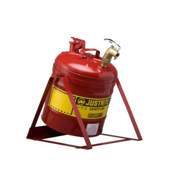 Justrite 7150156 Type I Steel Tilt Safety Can with Stand, Top Industrial Style Faucet and Stainless Steel Flame Arrester - 5 Gallon