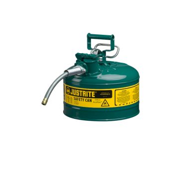 Justrite 7225420 - 2.5 Gallon Type 2 AccuFlow Green Safety Oil Can 5/8" Hose