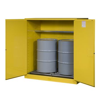 Justrite 899170 - 110 Gallon Self-Close Sure-Grip EX Vertical Drum Cabinet with Drum Rollers