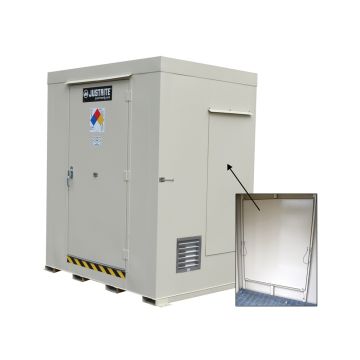 Justrite 911061 6-Drum Non-Combustible Outdoor Safety Locker with Explosion Relief Panel - 91"W x 62"D x 97"H