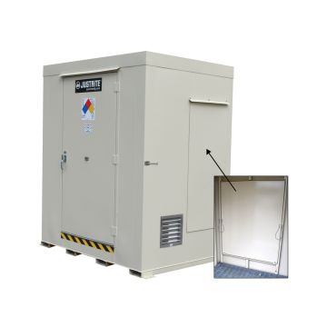 Justrite 911091 9-Drum Non-Combustible Outdoor Safety Locker with Explosion Relief Panel - 91"W x 86"D x 97"H