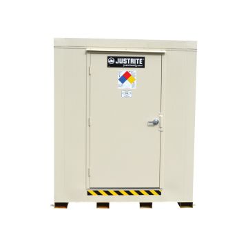 Justrite 913091 9-Drum 4-Hour Fire-Rated Outdoor Safety Locker with Explosion Relief Panel - 95"W x 90"D x 97"H