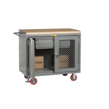 Little Giant Steel 48"W Mobile Bench Cabinets with Clearview Perforated Doors and Multiple Top Choices