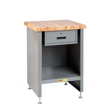 Little Giant WTC-2424-LL-DR Steel 24"W Enclosed Table with Drawer and Butcher Block Top