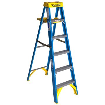 Werner Fiberglass Step Ladder with Shelf