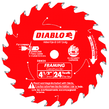 Diablo D0424X 4-1/2" x 24 Tooth Framing/Trim Saw Blade