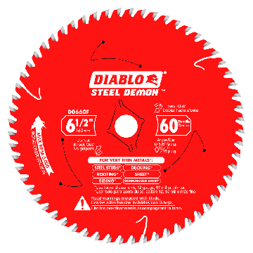 Diablo D0660FA Steel Demon 6-1/2" x 60 Tooth Saw Blade for Very Thin Mild Steels