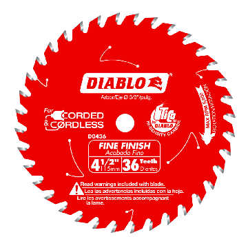 Diablo 4-1/2" 36-Teeth Fine Finish Saw Blade - Image 1