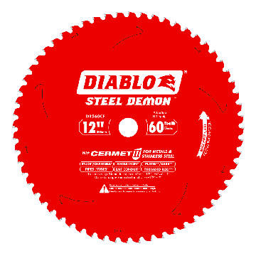 Diablo 12" x 60-Teeth Steel Demon™ Cermet II Saw Blade for Medium Metal - Image 1