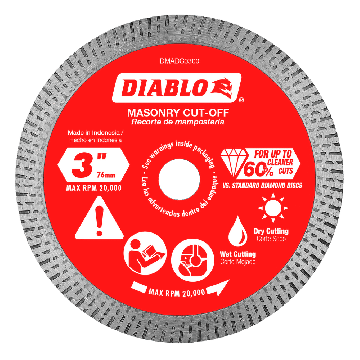 Diablo Diamond Continuous Rim Cut-Off Discs for Masonry
