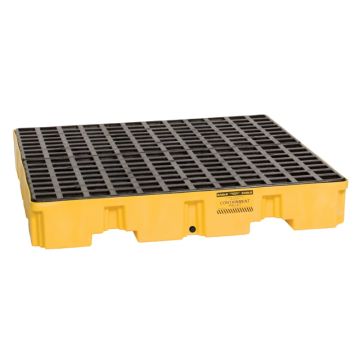 Eagle 1645 4 Drum Plastic Spill Containment Pallet with Drain - Yellow - Image 2