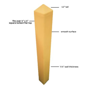 Ideal Shield SQR-04-042-S Yellow Polyethylene Square Bollard Cover for 4\" x 4\" Posts up to 42\"H