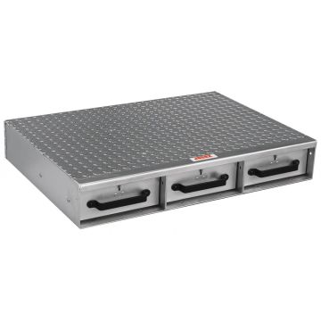 JOBOX 1405980 3 Drawer Short Floor Heavy-Duty Aluminum Drawer Storage - 36"W x 6"H x 26"L