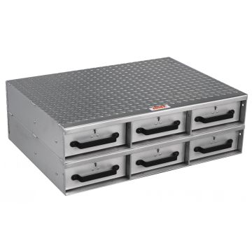 JOBOX 1406980 6 Drawer Short Floor Heavy-Duty Aluminum Drawer Storage - 36"W x 12"H x 26"L