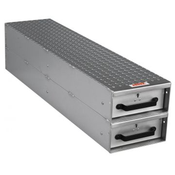 JOBOX 1407980 2 Drawer Long Stacked Heavy-Duty Aluminum Drawer Storage - 12"W x 12"H x 50"L