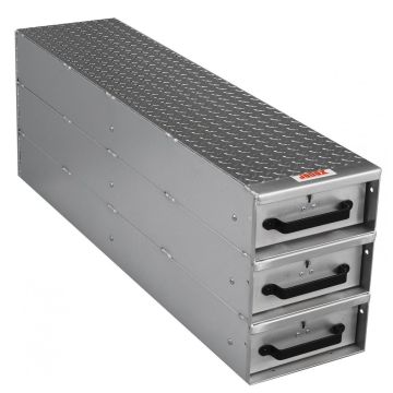 JOBOX 1408980 3 Drawer Long Stacked Heavy-Duty Aluminum Drawer Storage - 12"W x 18"H x 50"L