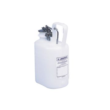 Justrite 12161 Polyethylene Oval Safety Container for Corrosives/Acids with Stainless Steel Hardware - 1 Gallon - Self-Close Cap