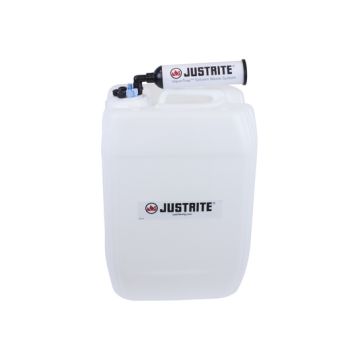 Justrite 12843 20L HDPE VaporTrap UN/DOT Carboy with Filter Kit, 70mm cap, 4 ports 1/8" OD tubing, 3 ports 1/4" OD tubing
