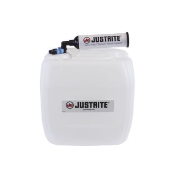 Justrite 12844 13.5L HDPE VaporTrap UN/DOT Carboy with Filter Kit, 70mm cap, 4 ports 1/8'' OD tubing, 4 ports 1/4