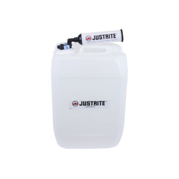 Justrite 12845 20L HDPE VaporTrap UN/DOT Carboy with Filter Kit, 70mm cap, 4 ports 1/8" OD tubing, 3 ports 1/4" OD tubing