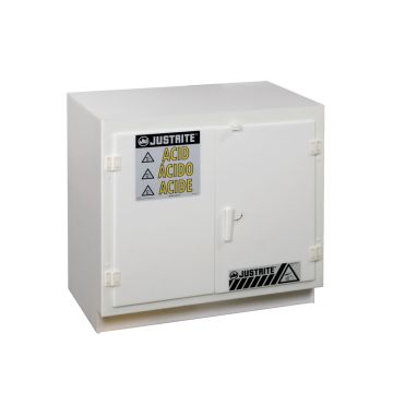 Justrite 24010 Polyethylene Undercounter Corrosives/Acid Cabinet Holds Thirty-Six 2-1/2 Liter Bottles -  2 Door