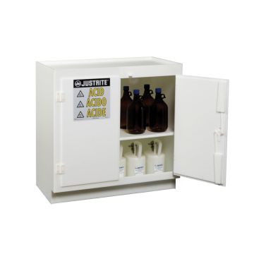 Justrite 24015 Polyethylene Freestanding Corrosives/Acid Cabinet Holds Thirty-Six 2-1/2 Liter Bottles -  2 Door