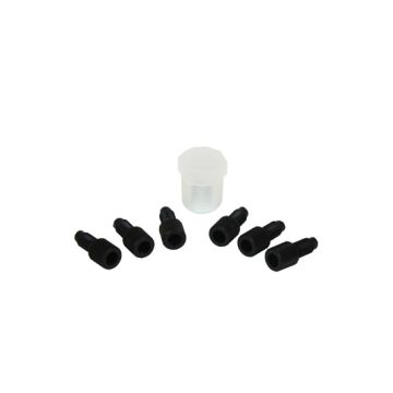 Justrite 28180 Replacement Poly Plug Cap Kit for HPLC Poly (PTFE) Manifold - Six 1/4-28 Caps and One 3/8" NPT Cap