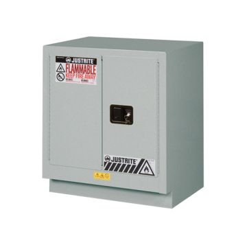 Justrite 8825242 Silver Chemcor Under Fume Hood Corrosives/Acids Safety Cabinet - 19 Gallon with 1 Shelf and 2 Manual Close Doors