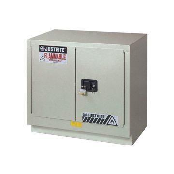 Justrite 8849042 Silver Chemcor Under Fume Hood Corrosives/Acids Safety Cabinet - 23 Gallon with 1 Shelf and 2 Manual Close Doors
