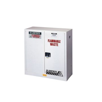 Justrite 8930253 Steel 30 Gallon Flammable Waste Safety Cabinet with 1 Shelf and 2 Self-Close Doors