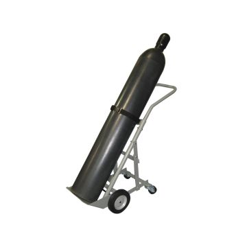 Justrite 35004 Single Cylinder Hand Truck with 8" Semi-Pneumatic Wheels - Rear Casters