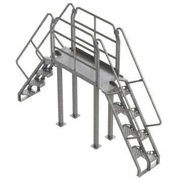 Lapeyre 56° Alternating-Tread Crossover Ladders - Galvanized Steel