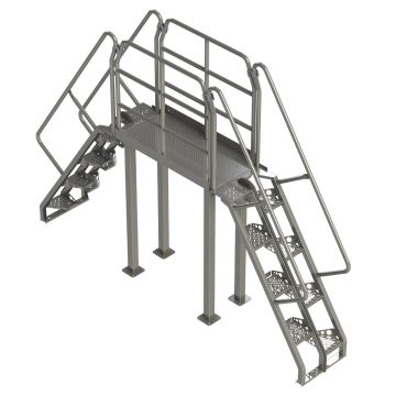 Lapeyre 56° Alternating-Tread Crossover Ladders - Stainless Steel