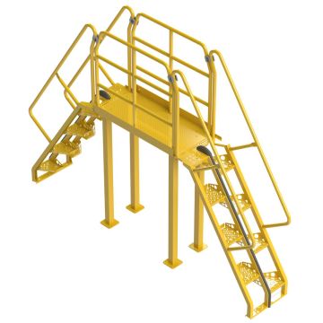 Lapeyre 56° Alternating-Tread Crossover Ladders - Powder Coated Yellow Steel