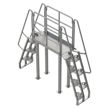 Lapeyre 68° Alternating-Tread Crossover Ladders - Galvanized Steel